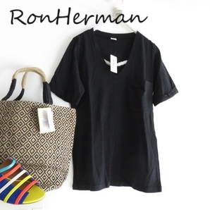 送料込 匿名配送 新品 RonHerman ロンハーマン　霜降り　Tシャツ　Vネック　クロ　XS