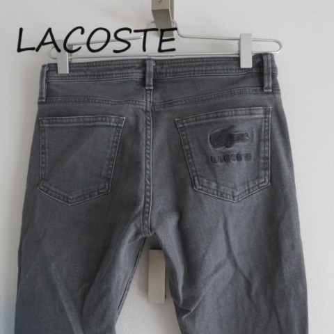 送料込 匿名配送 LACOSTE ラコステ ブラックデニム パンツ アンクル丈 34