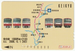 京浜急行電鉄ルトランカード（パスネット）1000　路線図（使用済）