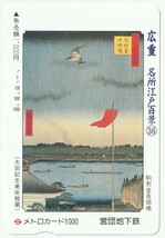 営団地下鉄メトロカード1000　広重名所江戸百景３６　駒形堂吾嬬橋（使用済）_画像1