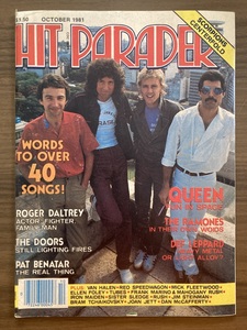 洋雑誌　HIT PARADER　October 1981　クイーン　デフ・レパード　ラモーンズ　ドアーズ　ほか