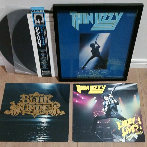 【貴重】Thinlizzy LP 当時の追悼帯。額縁入りガラス