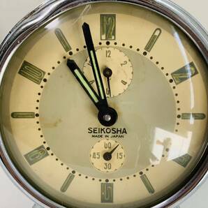 アンティーク SEIKOSHA セイコー 精工舎 日本製 置時計 目覚まし時計 レトロ ゼンマイ式 シルバー 中古の画像6