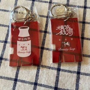 牛乳石鹸 赤箱 × 横浜銭湯 横浜銭湯コラボアクリルチャーム 全2種類セット ☆新品未開封 アクリルキーホルダー AWA-YA in YOKOHAMA