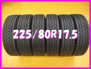 ◆送料無料 B6s◆　中型用　225/80R17.5　123/122L　ブリヂストン　ECOPIA M801Ⅱ 夏６本　2019年製　※オールシーズン