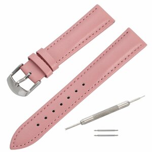  wristwatch belt pink 16mm exchange tool & spring stick attaching cow leather men's lady's 