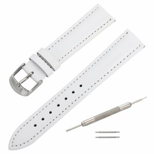  wristwatch belt white 20mm exchange tool & spring stick attaching cow leather men's lady's 