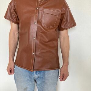 レザーシャツ　革シャツ　バイカーファッション　レザージャケット　バンソン　ショット　ハーレー　 ネルシャツ バイカー