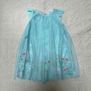 H&M 104cm 100 チュールワンピース　花　ドレス　お姫様　プリンセス　エメラルドグリーン 女の子 子供服　発表会