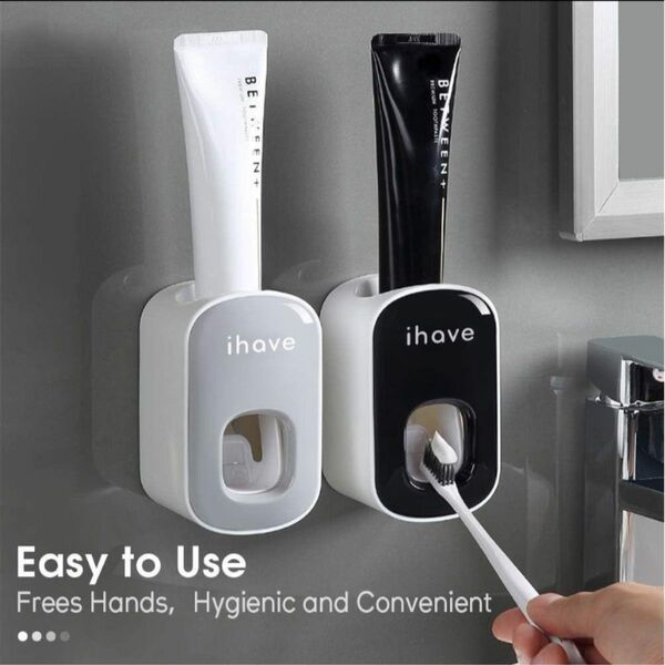 【訳あり品】iHave 歯磨き粉ディスペンサー 壁マウント 浴室用 自動歯磨き粉絞り器 (グレー) 新生活 一人暮らし