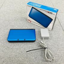 ◆【売り切り】美品！Nintendo 任天堂 ニンテンドー3DSLL ブルー×ブラック SPR-001携帯ゲーム機 ACアダプタ付属 動作確認済み_画像1