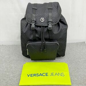 ●【売り切り】未使用品！VERSACE JEANSヴェルサーチ バックパック ナイロン 巾着型 ブラック 保存袋付属