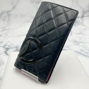 ◎【売り切り】CHANEL シャネル カンボンライン 長財布 ブラック×ピンク レディース ブランド財布 二つ折り ロングウォレット ココマーク