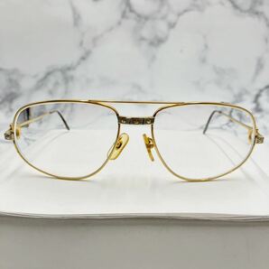 ♪【売り切り】Cartierカルティエ サントス 眼鏡 58□18 140ゴールドカラー ブランド小物 アイウェア フランス製 メガネ ヴィンテージの画像2