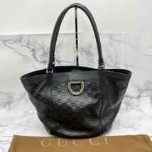 $【売り切り】そこそこ美品 GUCCI グッチ シマレザー トートバッグ ブラック 211982 002122 レディース ショルダートート 保存袋付属_画像1