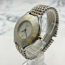 &【売り切り】Cartier カルティエ マストドゥカルティエ 126000P 007275 マスト21 ローマンベゼルクォーツ アイボリー文字盤 デイト メンズ_画像1