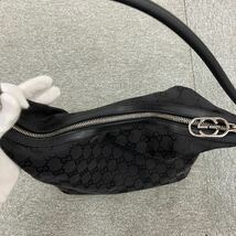 ◆【売り切り】GUCCI グッチ GGキャンバス ワンショルダーバッグ キャンバス×レザー001 3814 002058ブラック レディース_画像9