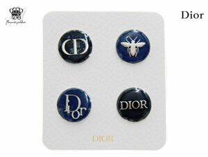 クリスチャンディオール ノベルティ ピンバッジ ４個セット CD 蜜蜂 ブラック 濃紺 限定エディション Dior Parfums【Used 開封品】