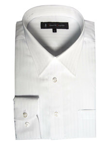 sb-215-3-3Lサイズ 長袖 シャツ 簡単ケア レギュラーカラー ワイシャツ 白ドビー ホワイト ストライプ メンズ ビジネス