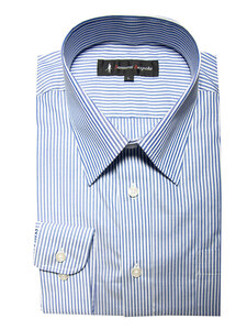 21A01-3-Mサイズ 長袖 シャツ 簡単ケア レギュラーカラー ワイシャツ ネイビー 紺 ストライプ メンズ ビジネス