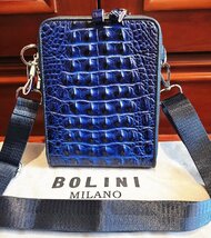 逸品*16万◆イタリア・ミラノ発*BOLINI/ボリニ・最上級牛革・クロコダイル*ショルダーバッグ/リュックサック・紺_画像10