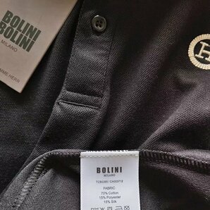 最高級※定価6万◆イタリア・ミラノ発*BOLINI*高級セレブdesigner*豪華シルク/コットン混・長袖ポロシャツ・48/L・黒の画像5