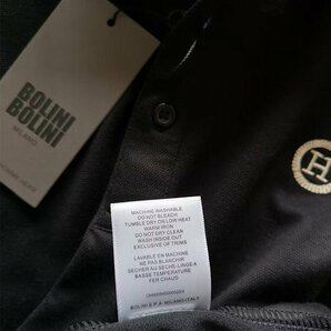 最高級※定価6万◆イタリア・ミラノ発*BOLINI*高級セレブdesigner*豪華シルク/コットン混・長袖ポロシャツ・48/L・黒の画像9