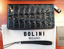 最高峰逸品*イタリア製※定価18万◆イタリア・ミラノ発*BOLINI/ボリニ・最上級牛革・クロコダイル*ラウンドファスナー 長財布・黒_画像7