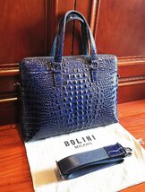 最高級逸品20万◆イタリア・ミラノ発*BOLINI/ボリニ・最上級牛革・クロコダイル*ビジネスバック/ブリーフケース・紺_画像4