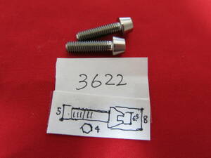 3622-04　チタン　チタニウム　Titanium　ボルト　六角穴4mm　M4　ネジ部長さ18mm　2個セット　新品未使用　
