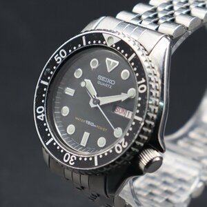 SEIKO QUARTZ セイコー ダイバーズ 150m防水 6458-6000 クォーツ 黒 波マーク 日/英デイデイト 諏訪 BAMBI社製ブレス ボーイズ/メンズ