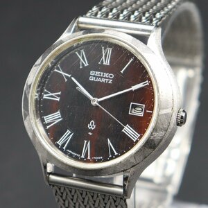 SEIKO QUARTZ セイコー クォーツ 0842-7000 シングルクォーツ 石目文字盤 亀戸 ジャンク デイト Bambi社製ブレス アンティーク メンズ