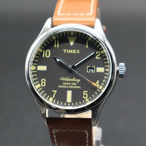 希少 TIMEX タイメックス ウォーターベリー TW2P84600 CR2016 クォーツ インディグロナイトライト文字盤 デイト 純正革ベルト メンズ腕時計の画像3