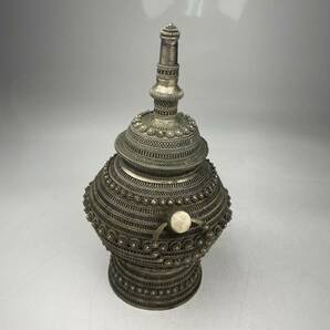 時代 金属工芸品 線細工 香炉 検索：インド 東南アジア カンボジア 真鍮 銀 銀線細工 銅 錫 彫金 .1560の画像4