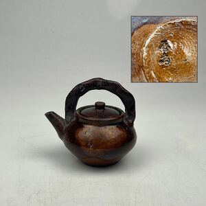 時代　屋島焼　急須　銘有り　小型　　/　時代物　煎茶道具　茶器　屋島焼　楽焼　.1621