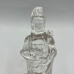 時代 東洋彫刻 水晶 観音菩薩像 箱付 / 砡 彫刻 天然石 中国美術 仏教美術 仏像 置物 .1736の画像5