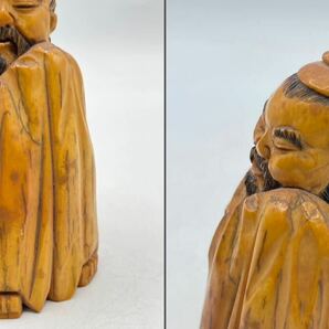 時代 マンモス 仙人置物 根付 在銘 / 時代物 中国美術 マンモス材 福禄寿 寿老人 古置物 煎茶飾 .1733の画像8