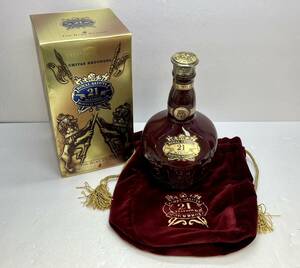 【DHS2970AT】未開栓 ROYAL SALUTE ロイヤル サルート 21年 700ml 40％ 箱付 袋付 赤陶器 1355g スコッチ ウイスキー 古酒 洋酒 お酒