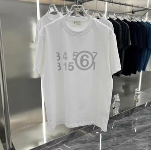 マルタンマルジェラ　Maison Margiela メンズ　Tシャツ　半袖　文字ロゴ　丸首　ゆったり -XL