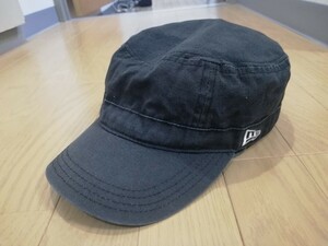 “ NEWERA ニューエラ【ユーズド加工コットンワークキャップ】◆ブラック　サイズ約60cm