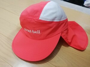 未使用品“mont-bellモンベル“【サハラキャップ Kid's子供用】51～54cmサーモンピンク