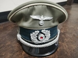 未使用品”Richard Lotze製”【 ナチスドイツ 陸軍士官制帽レプリカ】◆約58cm