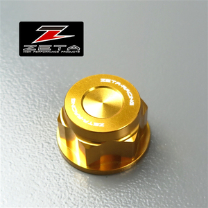 ◇ZETA CNC ステムナット ゴールド M22×27-P1.0 H18.5 展示品 MT-09/XSR900/XJR1300等 (ZS58-1404)