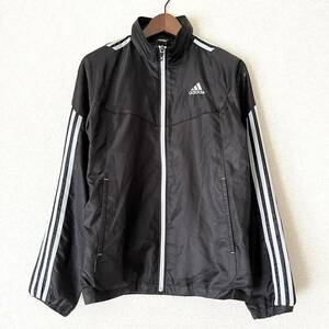 アディダス adidas★薄手 ナイロンジャケット ウィンドブレーカー ジャージ★上着 シャカシャカ ブラック スポーツ トレーニング 