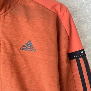 アディダス トラックジャケット★adidas オレンジ L★ジャージ 上着 ジャケット フード付き の画像4