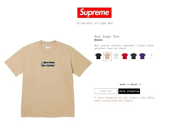 正規品 新品 未開封 FW23 Supreme Box Logo Tee シュプリーム ボックス ロゴ ティー シャツ Khaki カーキ Medium ミディアム