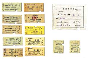 秩父鉄道　硬券　乗車券　入場券　急行券など　主として昭和６３年　未入鋏＆軟券１枚を含む　全１３枚セット　