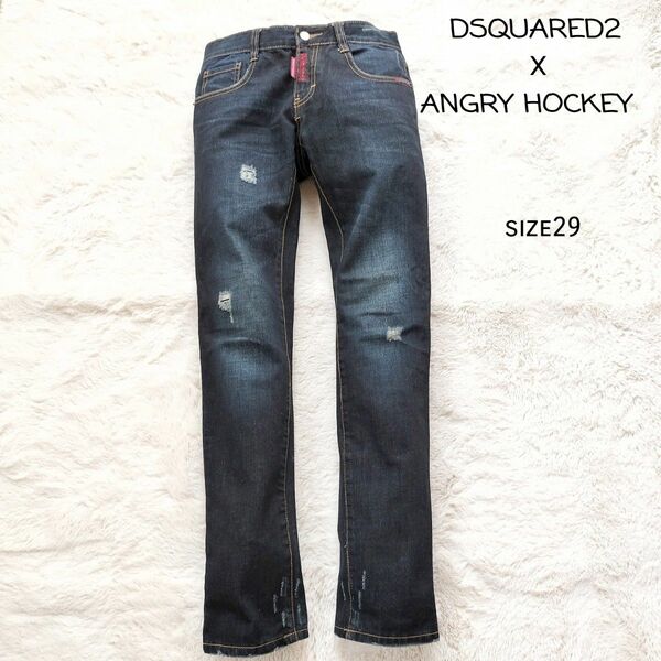 【極美品】DSQUARED2 ANGRY HOCKEY コラボ デニムパンツ ジーンズ ダメージ加工 size29 ディースク