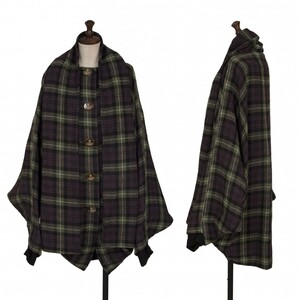  Vivienne Westwood red label stole design check deformation do Le Mans jacket purple green black white 2