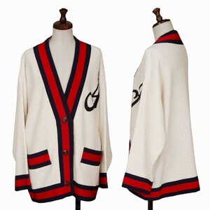  Gucci GUCCI Sherry line tweed cardigan ivory red other 40